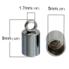 Picture of 304 Stainless Steel Cord End Caps Cylinder Silver Tone (Fits 4mm Cord) 9mm x 5mm, 10 PCs
