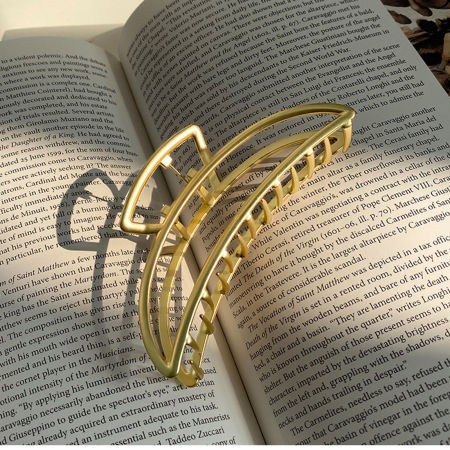 Picture of Zinc Based Alloy Hair Clips Findings Matt Gold Half Moon 11.5cm, 1 Piece