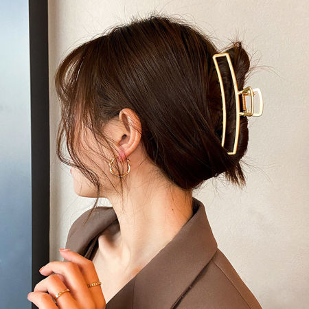 Picture of Zinc Based Alloy Hair Clips Findings Matt Gold Geometric 11.5cm, 1 Piece