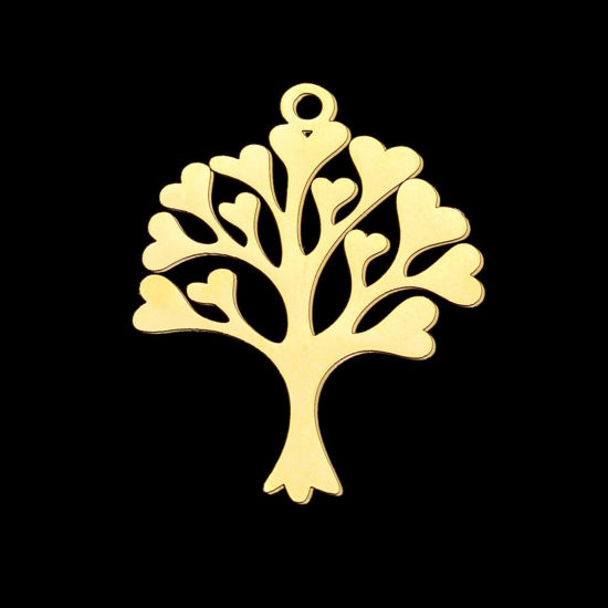 Image de Pendentifs en Acier Inoxydable Doré Arbre de Vie 3.2cm x 2.5cm , 1 Pièce