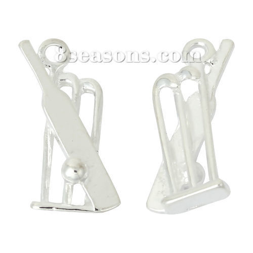 Picture of Zinc Based Alloy Sport Pendants Hockey Silver Plated 19mm x 12mm, 30 PCs