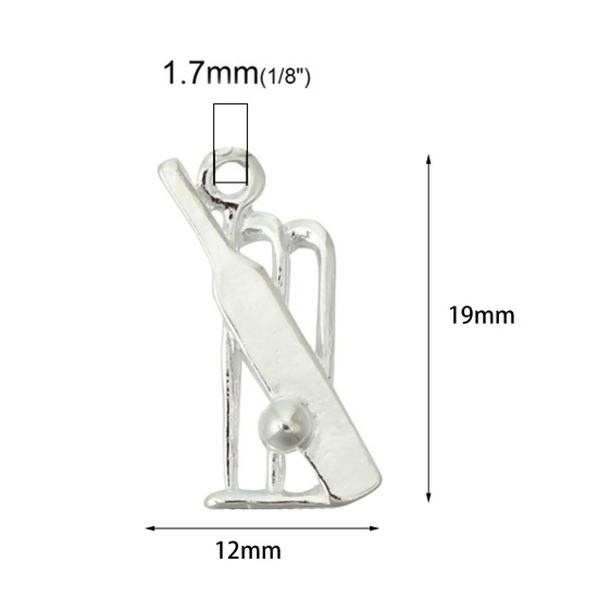 Picture of Zinc Based Alloy Sport Pendants Hockey Silver Plated 19mm x 12mm, 30 PCs