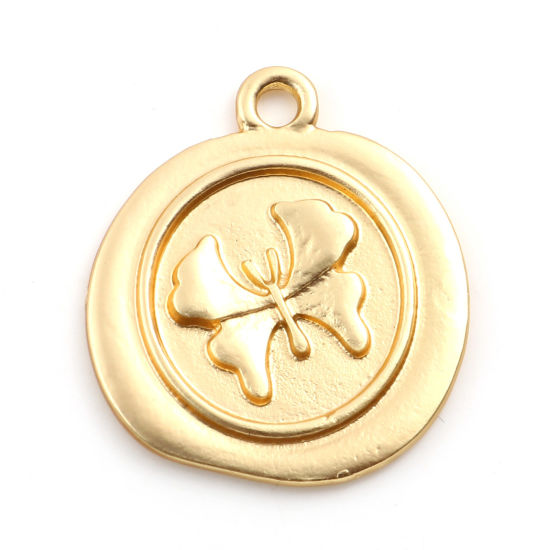 Picture of Zinc Based Alloy Insect Charms Round Disc Matt Gold Butterfly 23mm x 20mm, 5 PCs