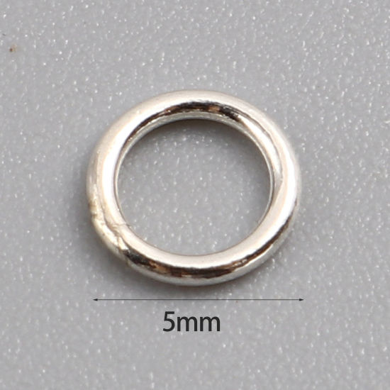 Picture of 0.7mm Sterling Silver Closed Soldered Jump Rings Findings Circle Ring Silver Plated 5mm Dia., 5 PCs