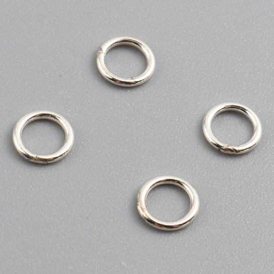 Picture of 0.7mm Sterling Silver Closed Soldered Jump Rings Findings Circle Ring Silver Plated 5mm Dia., 5 PCs