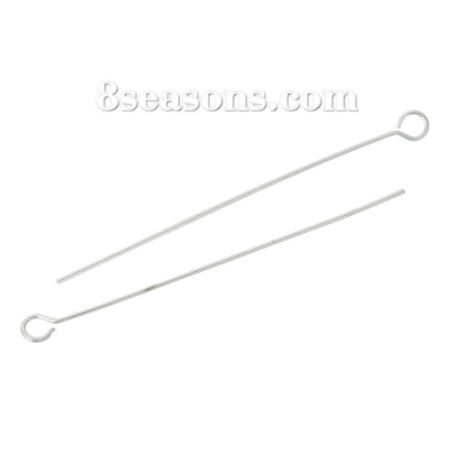 Aiguille Clou Tige à Œil en Laiton Argenté 3.5cm long, 0.5mm Gros ( 24 gauge), 100 PCs