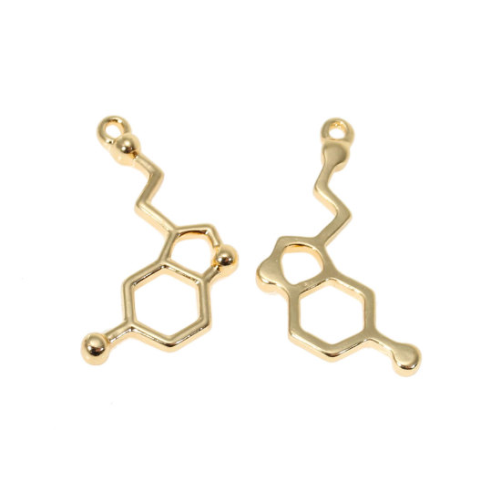 Immagine di 10 Pz Lega di Zinco Molecolare Chimica Scienza Charms Oro Placcato Serotonina 25mm x 13mm