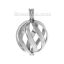 Picture of Brass Mexican Angel Caller Bola Harmony Ball Wish Box Pendants Round Silver Tone Twisted Stripe Hollow Can Open (Fit Bead Size: 16mm) 3.3cm x2.3cm(1 2/8" x 7/8"), 1 Piece