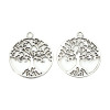 Picture of Zinc Based Alloy Charms Pendants Round Antique Silver Color Tree Carved Hollow 29mm(1 1/8") x 25mm(1"), 30 PCs