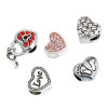 Picture of Zinc Based Alloy European Style Large Hole Charm Beads Heart Mixed 5 Styles Antique Silver Message Carved About 15mm x11mm( 5/8" x 3/8") - 11mm x10mm( 3/8" x 3/8"), Hole: Approx 5mm( 2/8") - 4.5mm( 1/8"), 1 Set