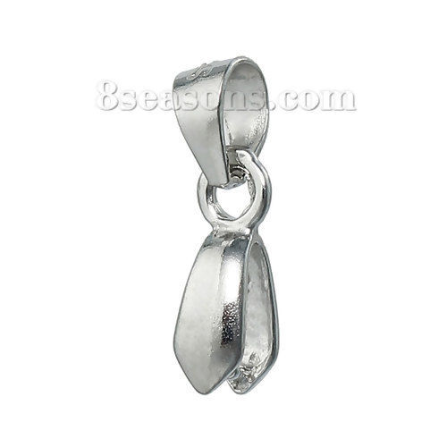 Picture of Sterling Silver Pendant Pinch Bails Clasps Silver 11mm( 3/8") x 4mm( 1/8"), 1 Piece