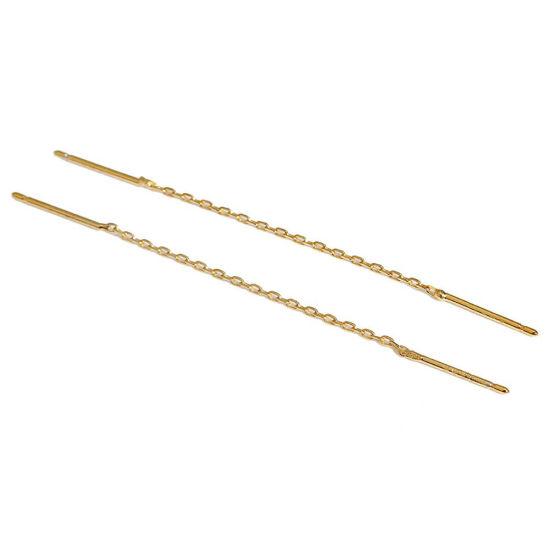 Picture of Brass Thread Threader Earring Chain Gold Plated 60mm(2 3/8"), Post/ Wire Size: (20 gauge), 1 Pair                                                                                                                                                             