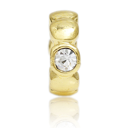 Zinc Based Alloy Charms Beads Cylinder Gold Plated Clear Rhinestone 13mm x 12mm, 1 Piece