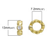 Picture of Zinc Based Alloy Charms Beads Cylinder Gold Plated Clear Rhinestone 13mm x 12mm, 1 Piece
