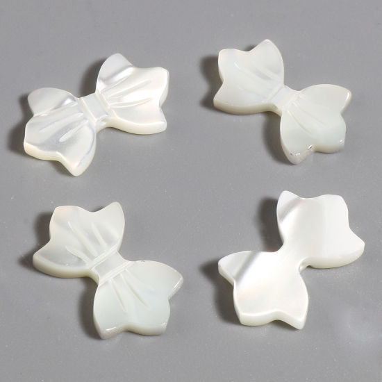 Image de Perles en Coquille Nœuds Papillon Crème 13mm x 8mm -12mm x 7mm, Taille de Trou: 0.8mm, 2 Pcs