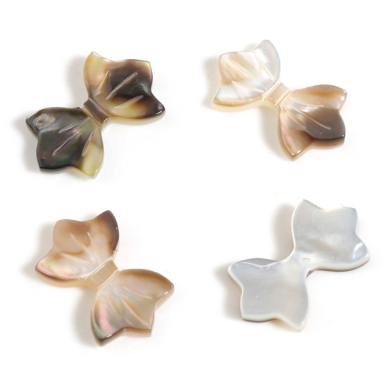 Image de Perles en Coquille Nœuds Papillon Brun 13mm x 8mm -12mm x 7mm, Taille de Trou: 0.8mm, 2 Pcs