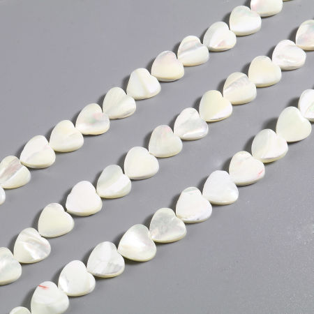 Picture of Valentine's Day Natural Shell Loose Beads Heart Creamy-White 1 Strand