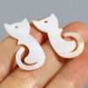 Bild von Natur Muschel Charms Katze Weiß 29mm x 15mm - 28mm x 13mm, 2 Stück