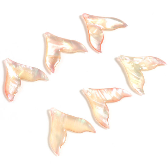 Изображение Природный Перламутр Подвески Рыбий хвост Светло-Оранжевый 20мм x 19мм, 2 ШТ