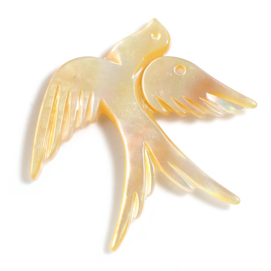 Image de Breloques Religieux Naturel en Coquille Pigeon Jaune 29mm x 29mm - 27mm x 27mm, 1 Pièce