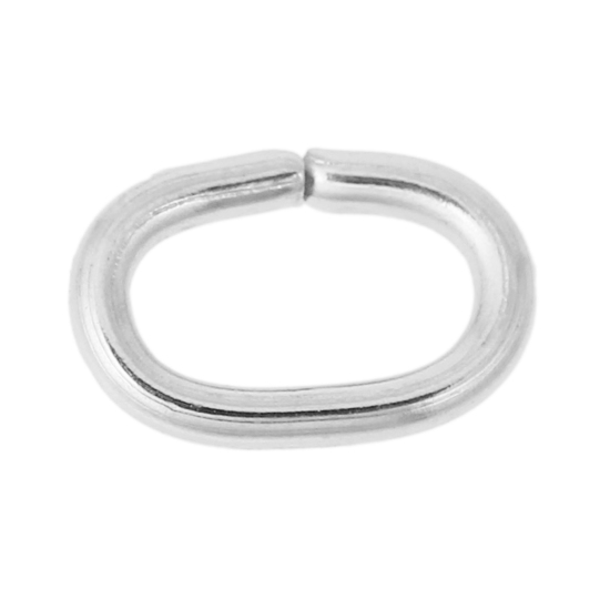 Picture of 304 Stainless Steel Opened Jump Rings Findings Oval Silver Tone 7mm( 2/8") x 5mm( 2/8"), 200 PCs