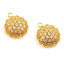 Picture of Brass Micro Pave Charms Round 18K Real Gold Plated Clear Rhinestone 16mm x 13mm, 1 Piece
