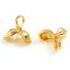 Immagine di Ottone Micro Intarsio Connettore Ciondolo Perla Bail Pin Cap 18K Vero Oro Placcato Foglia Spessore dell'ago: 0.8mm, Trasparente Strass 17mm x 16mm, 1 Pz