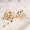 Image de 2 Pcs Boucles d'Oreilles Puces en Laiton Plaqué Or Véritable 18K Rose avec Boucle 16mm x 13mm, Epaisseur de Fil: 0.7mm(taille 21)