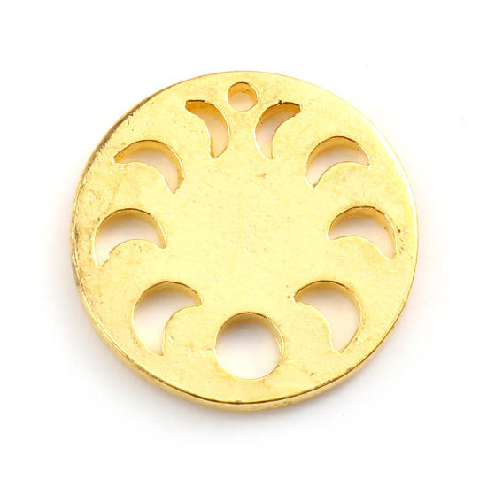 Immagine di Lega di Zinco Galassia Charms Eclissi Lunare Oro Placcato Tondo 20mm Dia, 10 Pz