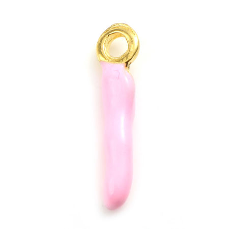 Image de Breloques en Alliage de Zinc Piment Doré Rose env. Émail 20mm x 5mm, 10 Pcs
