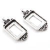 Picture of Zinc Based Alloy Cabochon Settings Pendants Rectangle Antique Silver Color Carved Pattern (Fits 25.5mm x 18.5mm) 45mm x 21mm, 5 PCs