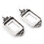 Immagine di Lega di Zinco Basi per Cabochon Ciondoli Rettangolo Argento Antico Intagliato (Adatto 25.5mm x 18.5mm) 45mm x 21mm, 5 Pz