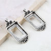 Picture of Zinc Based Alloy Cabochon Settings Pendants Rectangle Antique Silver Color Carved Pattern (Fits 25.5mm x 18.5mm) 45mm x 21mm, 5 PCs