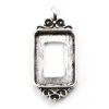 Picture of Zinc Based Alloy Cabochon Settings Pendants Rectangle Antique Silver Color Carved Pattern (Fits 25.5mm x 18.5mm) 45mm x 21mm, 5 PCs