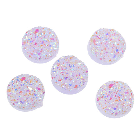 Picture of Druzy /Drusy Resin Dome Seals Cabochon Round Mauve AB Color 12mm( 4/8") Dia, 20 PCs
