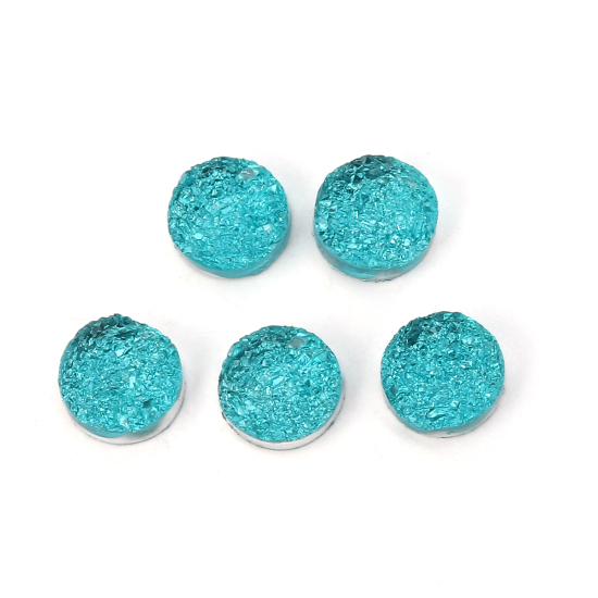 Picture of Resin Druzy/ Drusy Dome Seals Cabochon Round Lake Blue 12mm( 4/8") Dia., 20 PCs