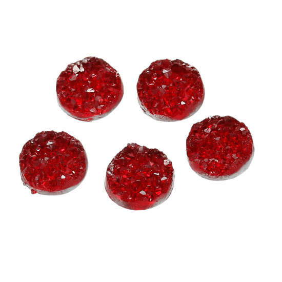 Picture of Resin Druzy/ Drusy Dome Seals Cabochon Round Wine Red 12mm( 4/8") Dia., 20 PCs