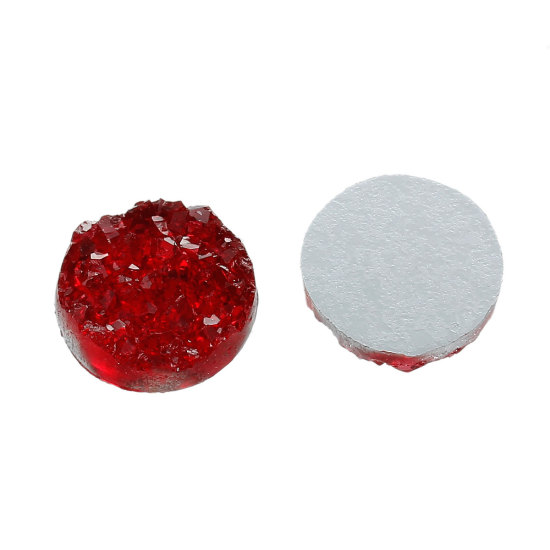 Picture of Resin Druzy/ Drusy Dome Seals Cabochon Round Wine Red 12mm( 4/8") Dia., 20 PCs