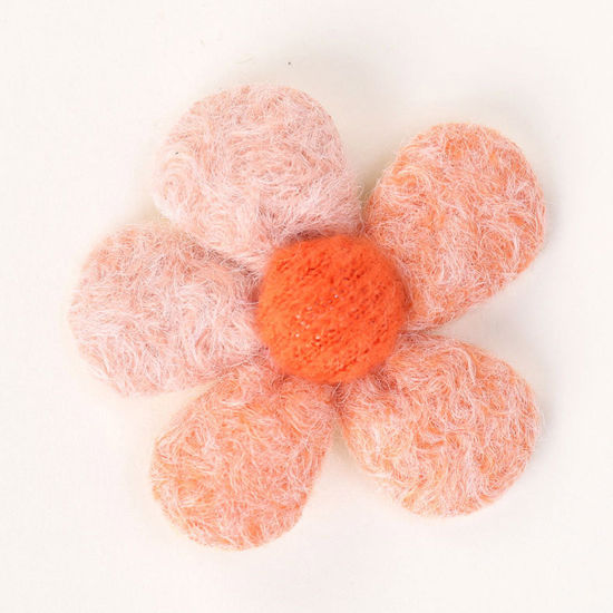 Bild von Stoff Applikation Dekoration Zubehör Orange Rosa Blumen 5.5cm, 5 Stück