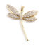 Immagine di Ottone Insetto Ciondoli Libellula 18K Vero Oro Placcato Micro Spianare Trasparente Strass 58mm x 43mm, 1 Pz