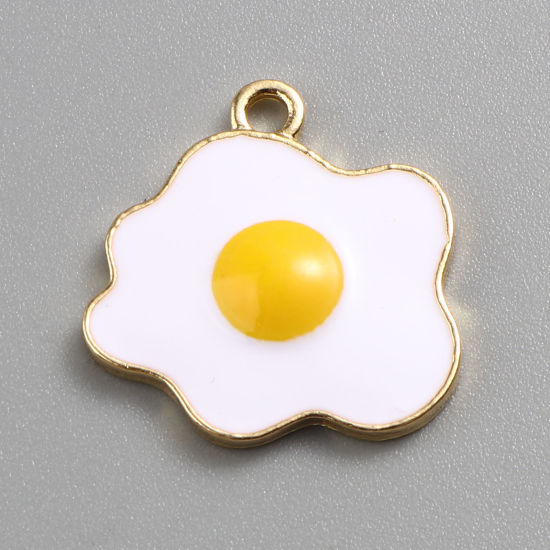 Immagine di Lega di Zinco Charms Uova in Camicia Oro Placcato Bianco & Giallo Smalto 20mm x 19mm , 10 Pz