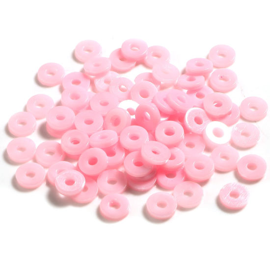 Immagine di Plastica Perline Tondo Rosa Pesca Circa 6mm Dia, Foro: Circa 2.1mm, 5000 Pz
