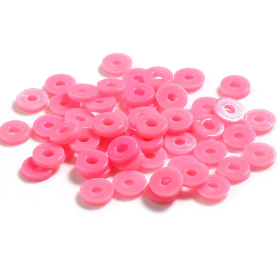 Immagine di Plastica Perline Tondo Rosa Scuro Circa 6mm Dia, Foro: Circa 2.1mm, 5000 Pz