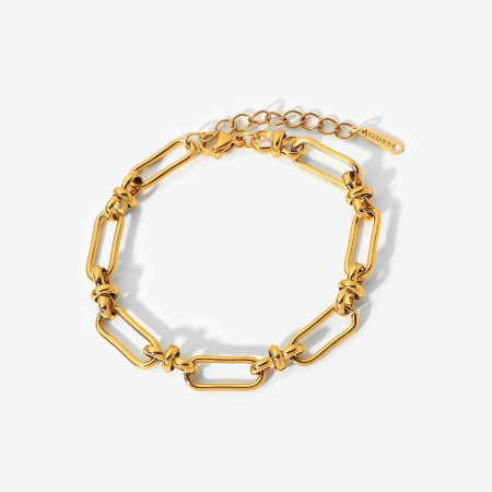 Picture of Wholesale 304 Stainless Steel Link Chain Bracelets, 18K Real Gold Plated Vacuum Plating, Women's Stylish Minimalist Gift Jewelry Supply, 17.5cm(6 7/8") long, Chain Size: 7mm, 1 Piece