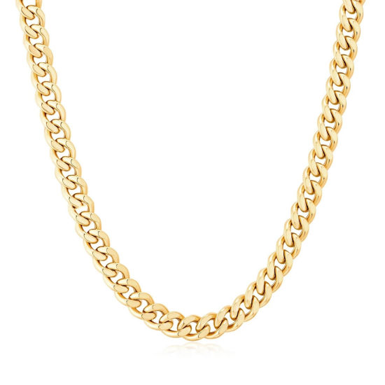 Image de 1 Pièce Placage sous Vide Punk Colliers Chaîne Maille Cheval Simple en 304 Acier Inoxydable Plaqué Or Véritable 18K Unisexe 45cm long