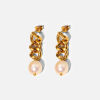 Imagen de 1 Par Enchapado al Vacío Acero Inoxidable Pendientes 18K Oro lleno Blanco Geométrico 3.9cm