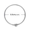 Imagen de Latón Estilo Europeo Encanto Brazalete Ronda Colgante Tono de Plata con Snap Corchete 21cm longitud, 1 Unidad