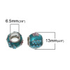 Picture of Copper European Style Large Hole Charm Beads Drum Constellation At Random Mixed Enamel Multicolor Rhinestone About 13mm x 11mm, Hole: Approx 6.5mm, 2 PCs