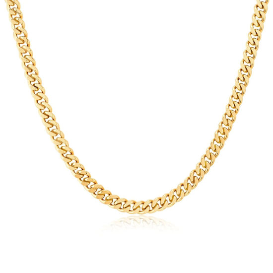 Immagine di 1 Pz Placcatura Sottovuoto Semplice & Casual Semplice 18K Vero Oro Placcato 304 Acciaio Inossidabile Catena a Maglia Cubana Collana Per Donne 45cm Lunghezza