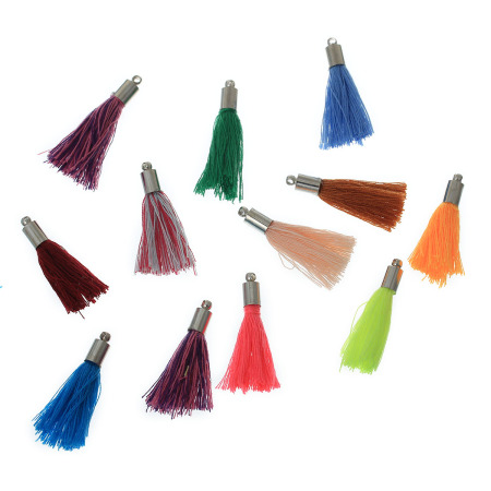 Cotton Tassel Pendants At Random Mixed About 30mm(1 1/8") Long, 10 PCs